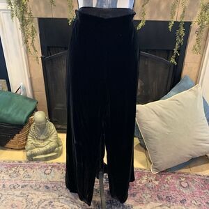 Liz Claiborne NY Women's 12P black velvet side zip formal flat front lined pants